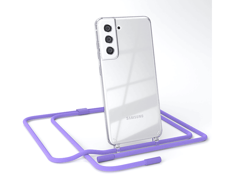 EAZY Samsung, Flieder Kette unifarbend, 5G, S21 mit CASE Umhängetasche, Transparente FE Lila runder Handyhülle Galaxy /