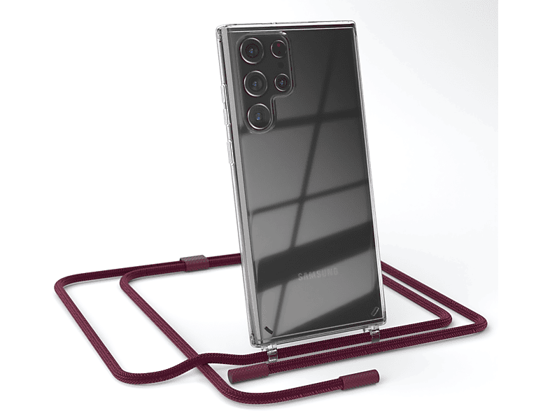 Beere Rot Kette Handyhülle 5G, CASE unifarbend, EAZY runder Galaxy / Samsung, mit Bordeaux Ultra S22 Umhängetasche, Transparente