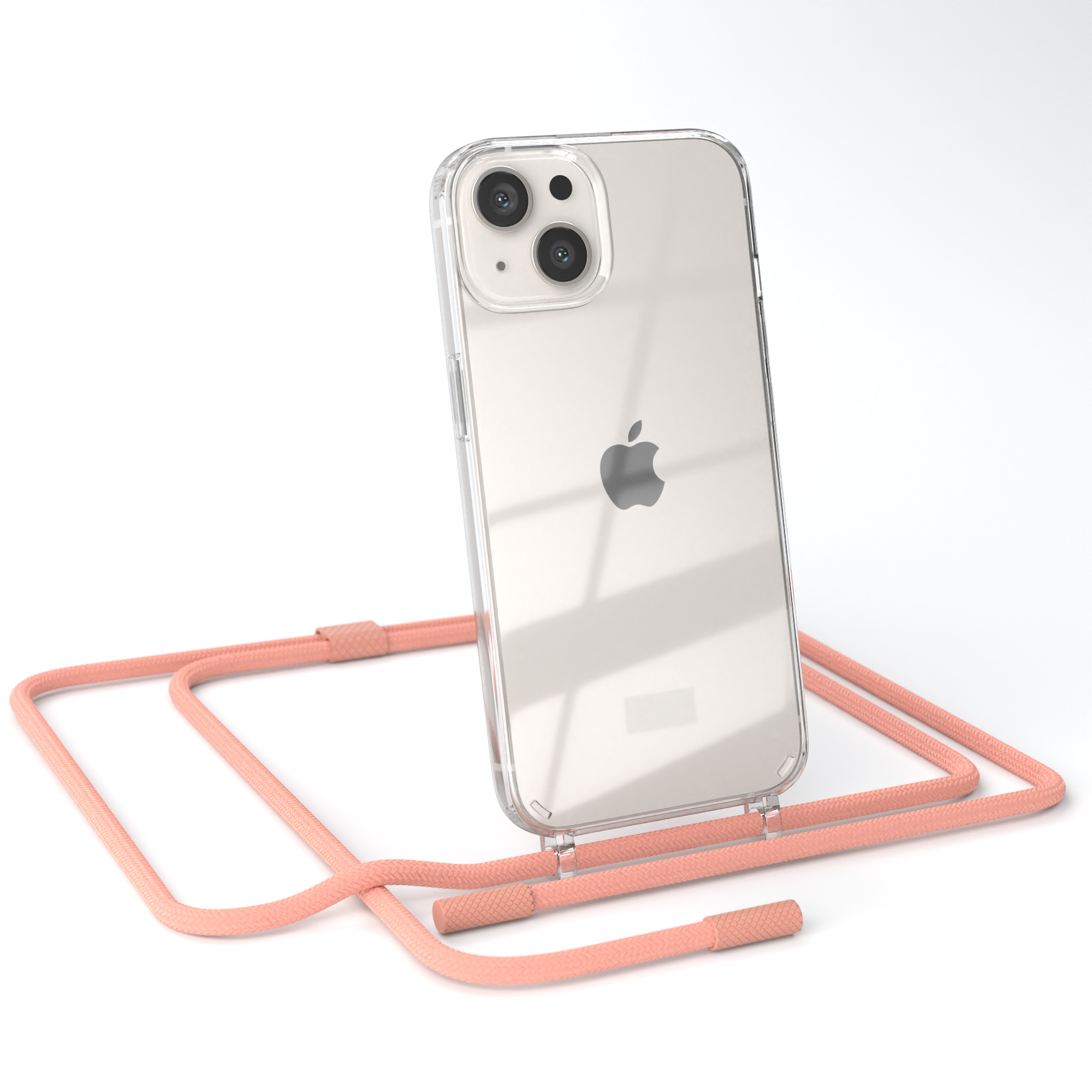 mit Transparente Apple, 13, iPhone / CASE runder EAZY unifarbend, Coral Kette Altrosa Umhängetasche, Handyhülle