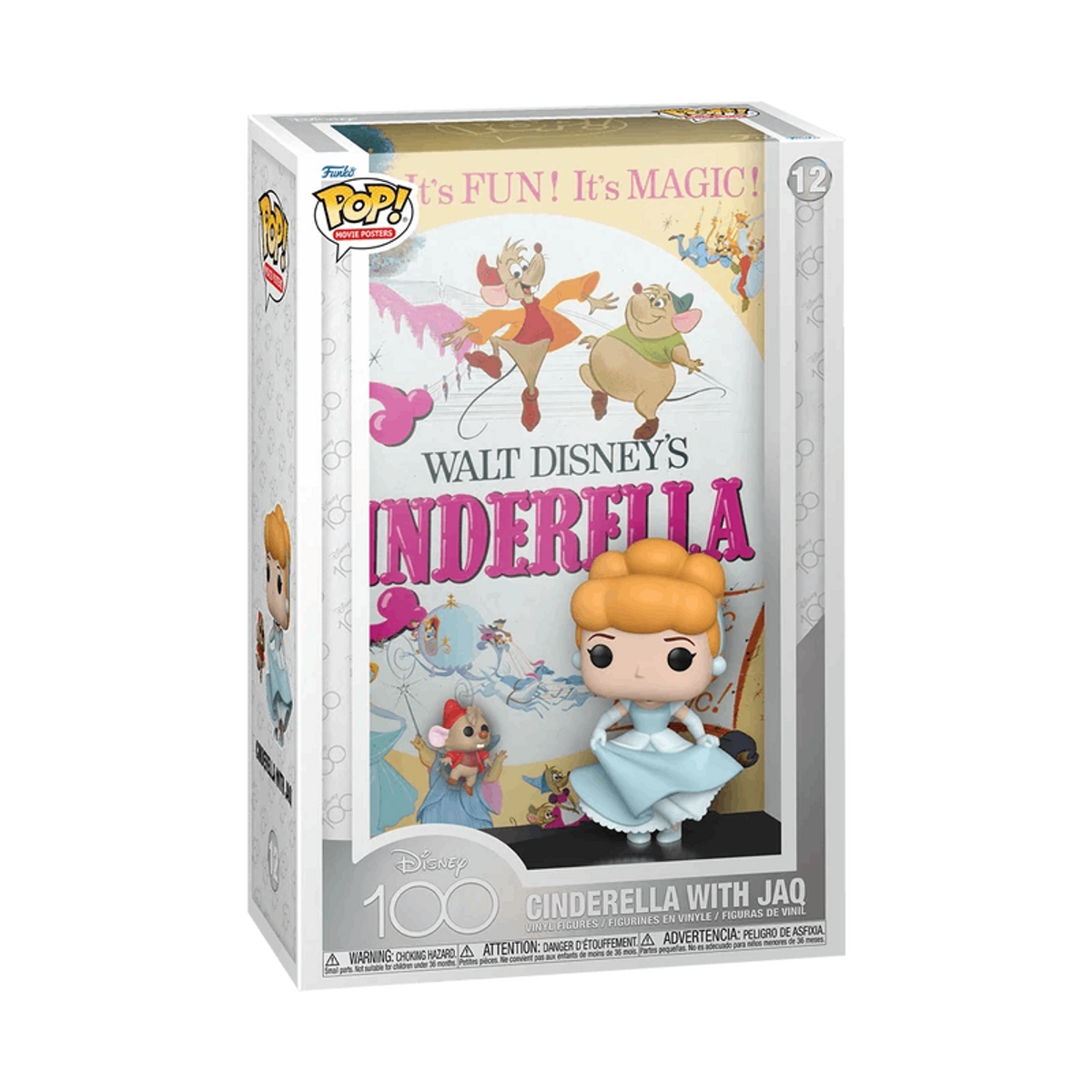Figura de Funko Pop de Cenicienta en caja con arte de cartel de película.