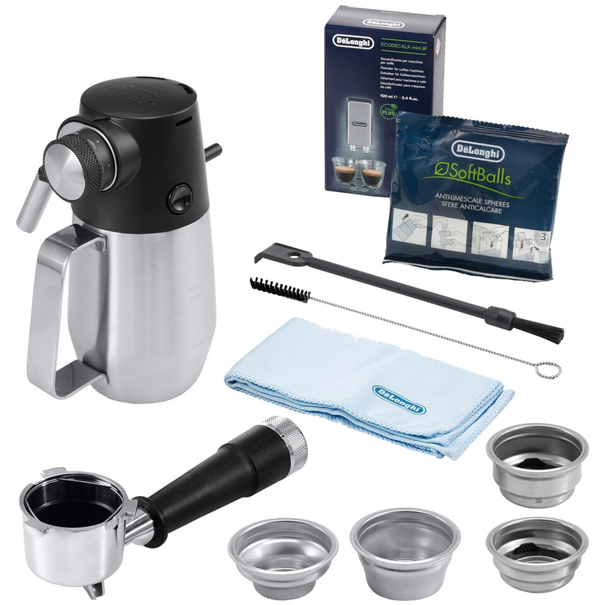 Kaffeemaschinenteile: Siebträger, Filter, Reiniger, Bürste und mehr.
