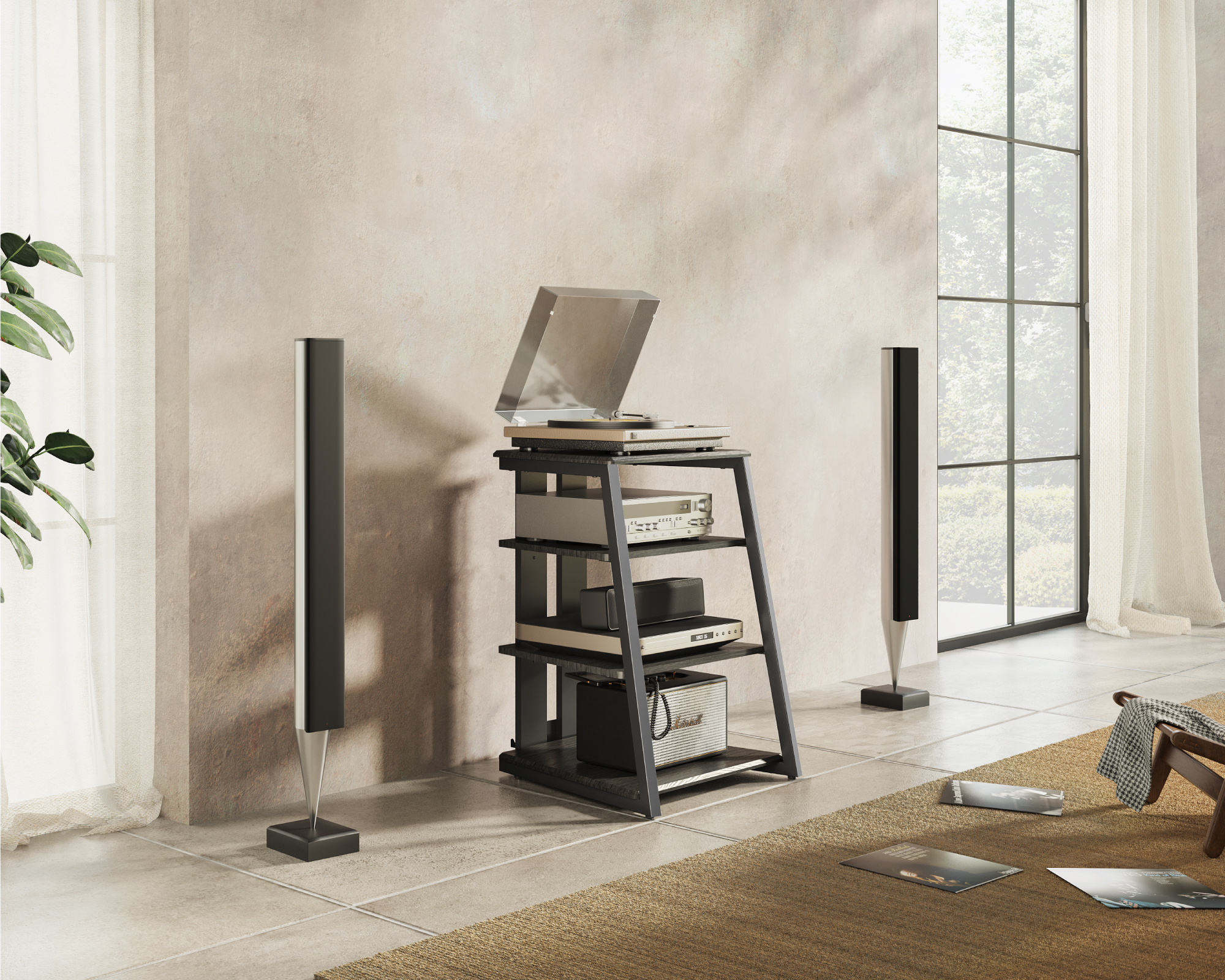 FITUEYES HiFi Rack aus Holz und Metall TV-Möbel