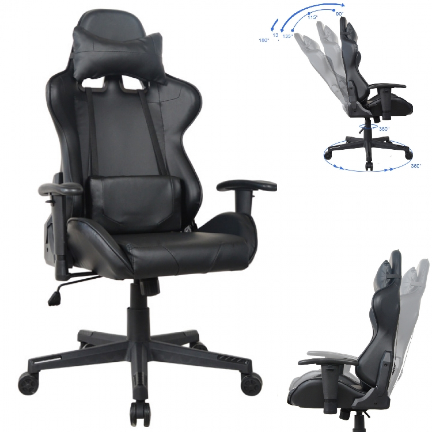 VDD HUKY1000 Stuhl, Schwarz Gaming