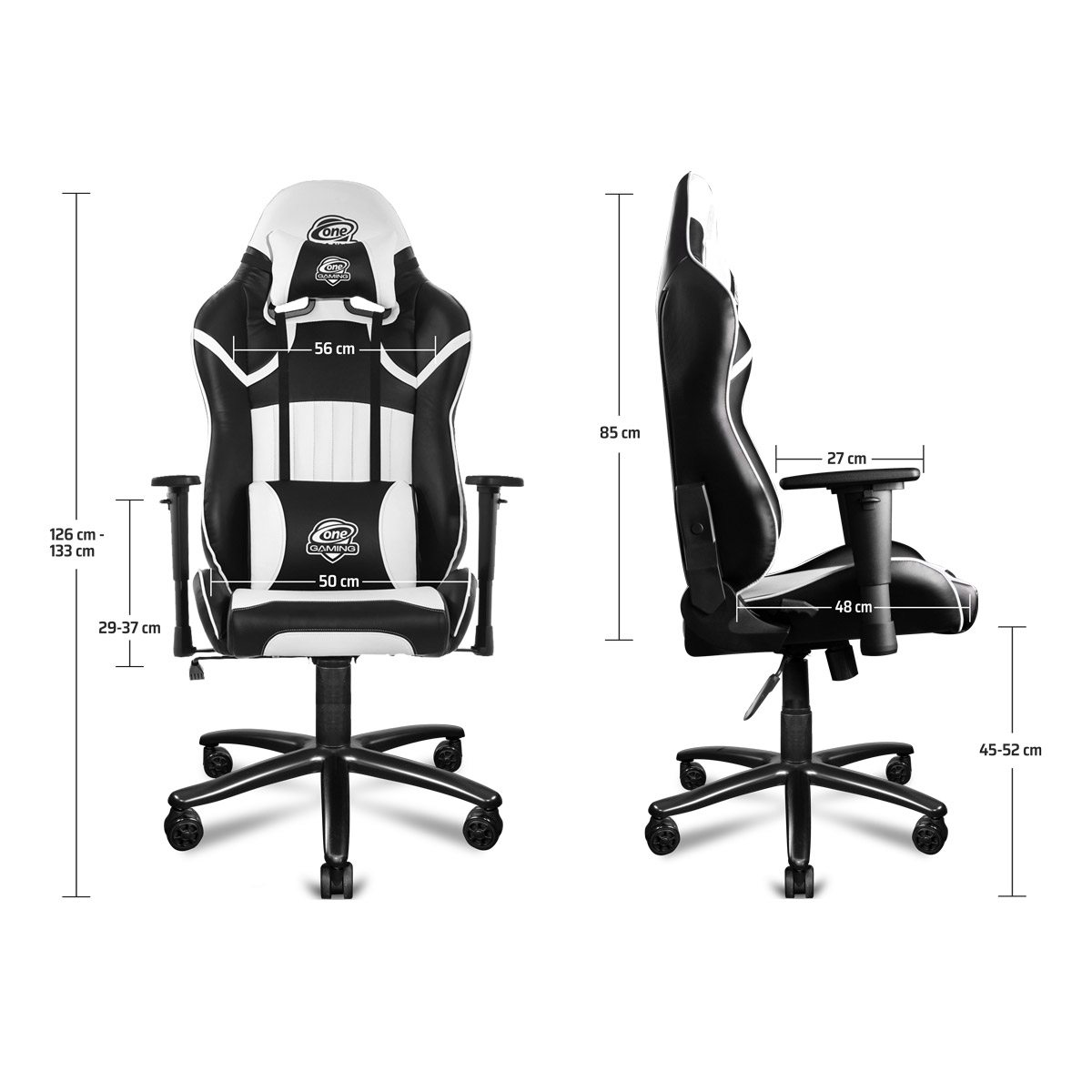 ONE GAMING Chair Pro weiß - Gaming schwarz SNOW Stuhl, V2