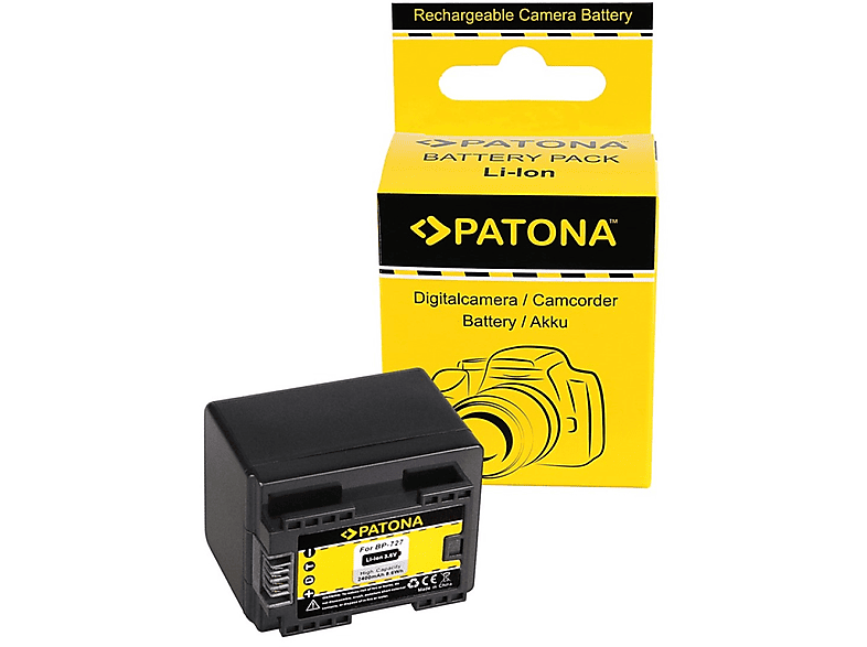 PATONA Akku kompatibel für 1 2400mAh Stück Canon BP-727 Ersatzakku, Li-Ion 3.6 Volt
