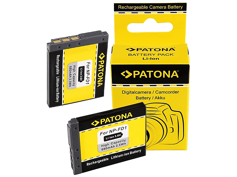 PATONA 2x Akku für 680mAh Sony NPBD1 Ersatzakku, Stück kompatibel Li-Ion 2