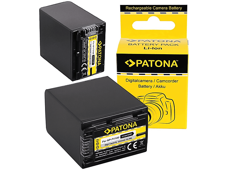 PATONA 2x Akku kompatibel für Sony NP-FV100 Li-Ion Ersatzakku, 2850mAh 2 Stück