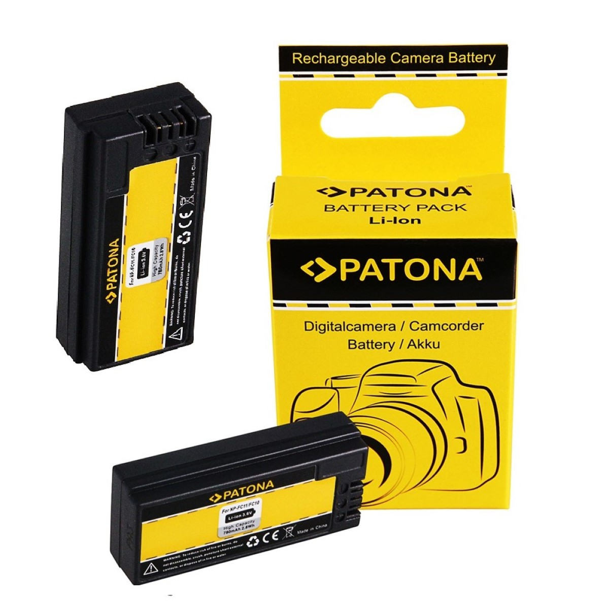 PATONA 2x Akku Ersatzakku, Stück 2 für NP-FC10 780mAh Li-Ion Sony kompatibel
