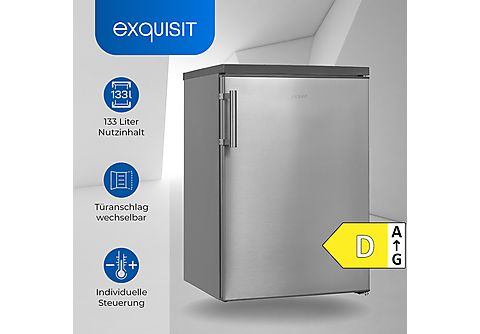 EXQUISIT KS16-V-H-010D inoxlook Kühlschrank (D, 850 mm hoch, Silber) |  MediaMarkt