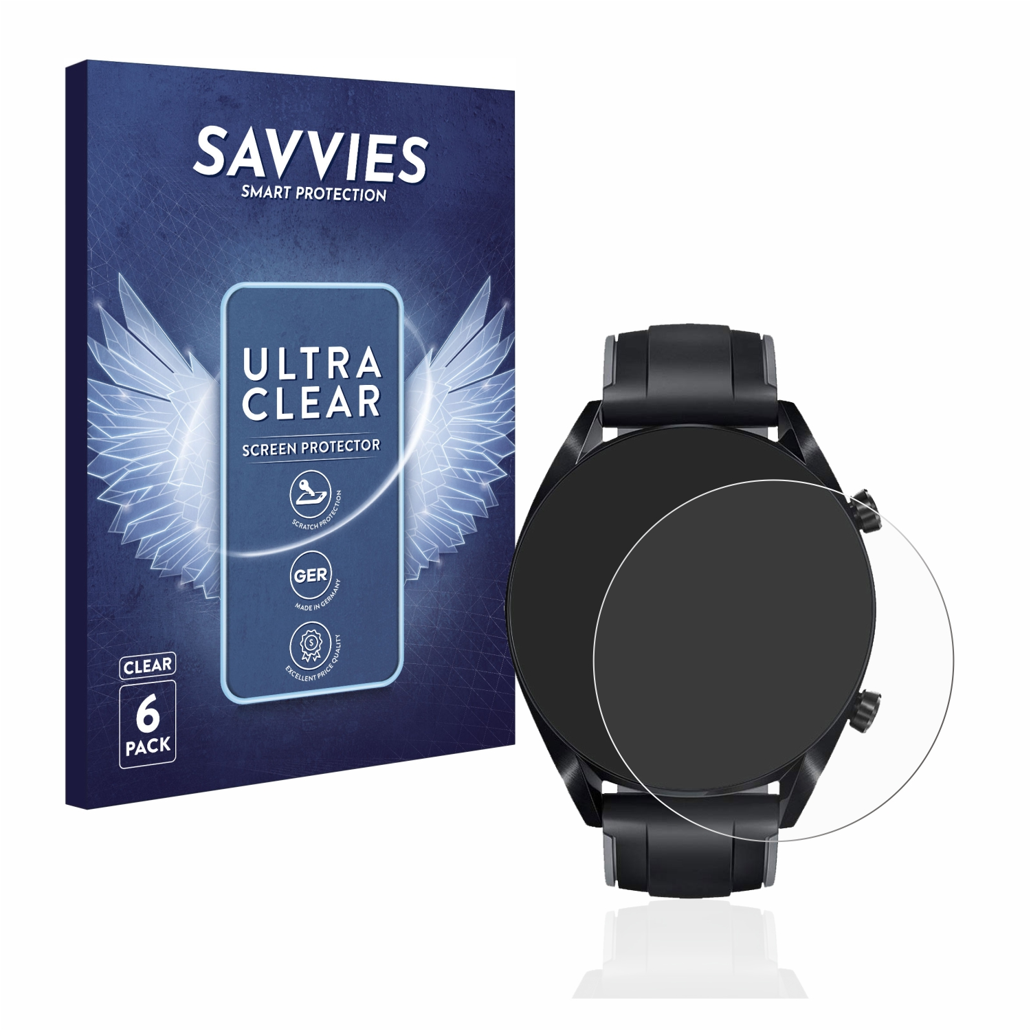 SAVVIES 6x klare Huawei 2 Schutzfolie(für (46 GT Watch mm))