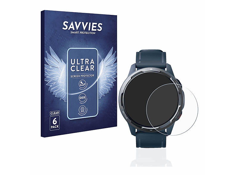 SAVVIES 6x klare Schutzfolie (für Xiaomi Watch S1 Active)