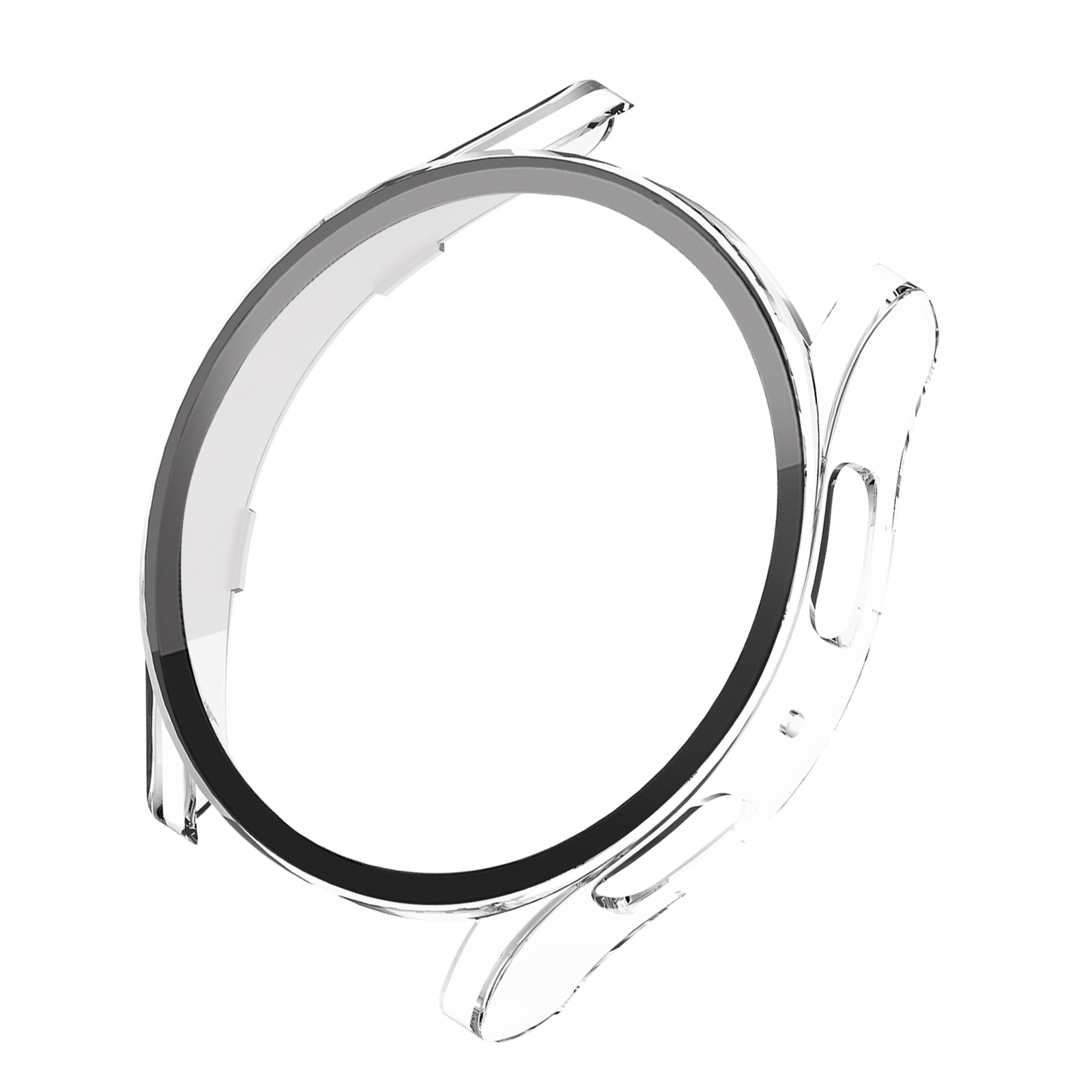 Eine transparente Uhrenhülle wird gezeigt, die eine transparente Schutzhülle für eine Smartwatch darstellt.