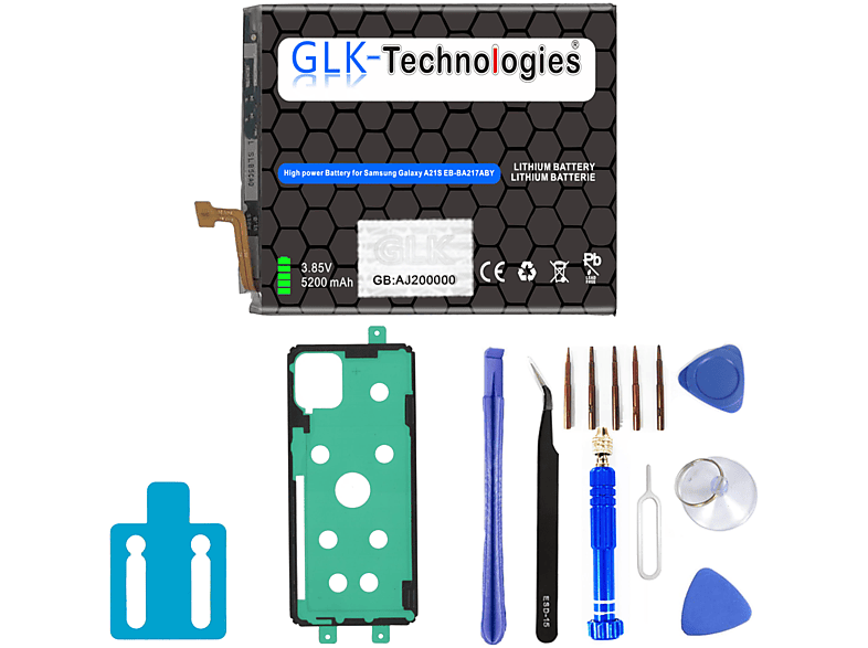 GLK-TECHNOLOGIES Samsung Galaxy A21s   inkl Werkzeug Set Lithium-Ionen-Akku Akku, 5200 mAh