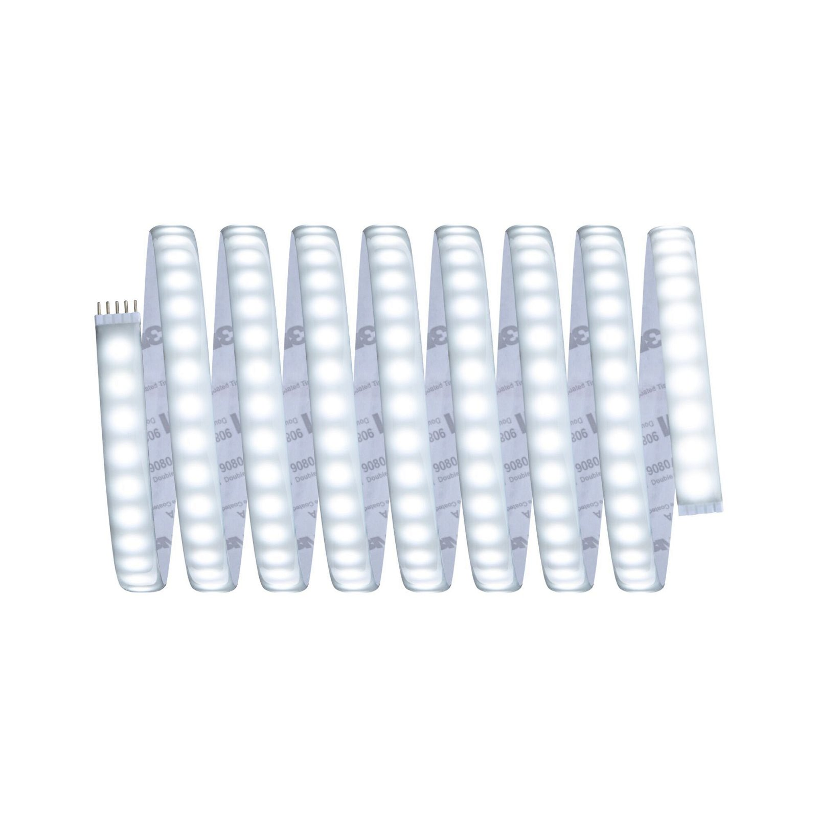 Biały pasek świetlny LED zwinięty. Pasek ma wiele małych świateł.