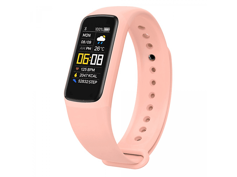 INF Fitnessarmband mit Puls, Blutsauerstoff, Schrittzähler Smartwatch Acrylnitril-Butadien-Styrol (ABS), Thermoplastisches Urethan (TPU) TPU+ABS, Rosa