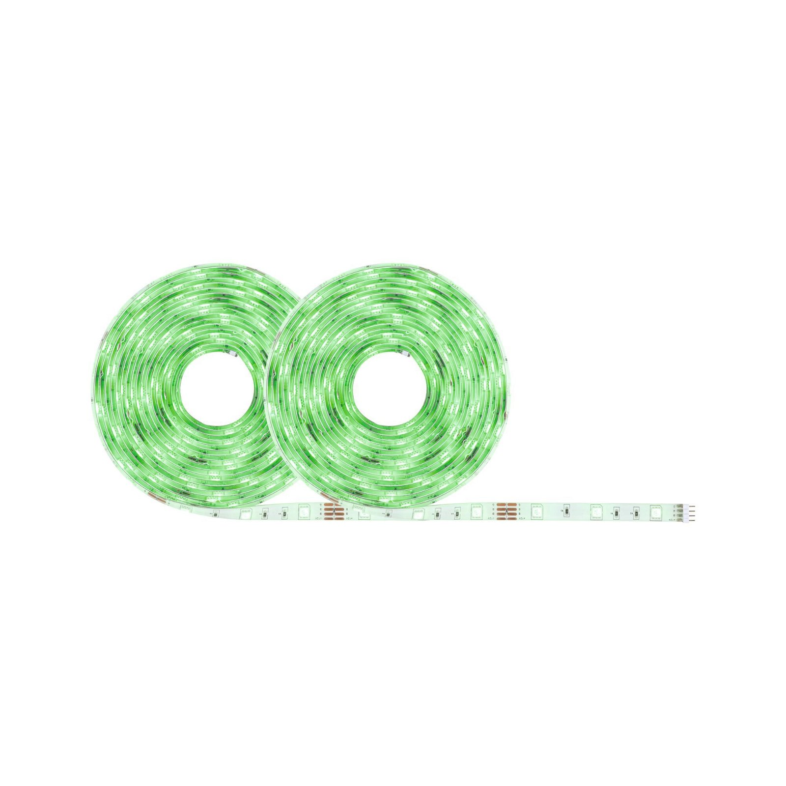 Dwa zielone paski świetlne LED zwinięte.