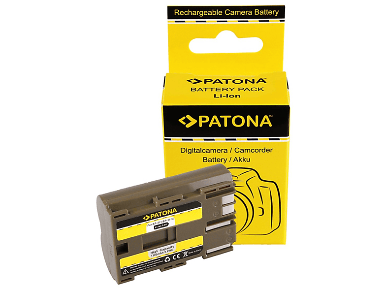 PATONA Akku kompatibel für Canon BP-511 Li-Ion Ersatzakku, 7.4 Volt, 1300 mAh 1 Stück