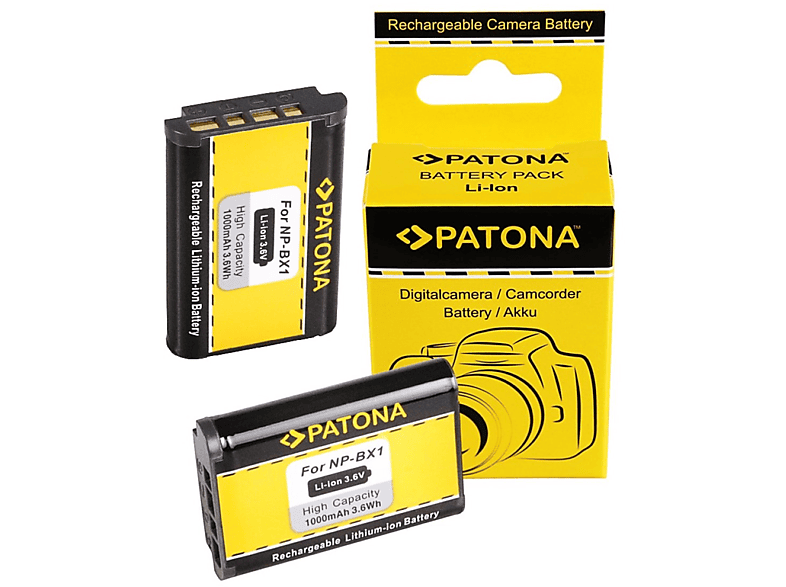 PATONA Akku kompatibel für Sony P-BX1 Li-Ion Ersatzakku, 1000mAh 2 Stück