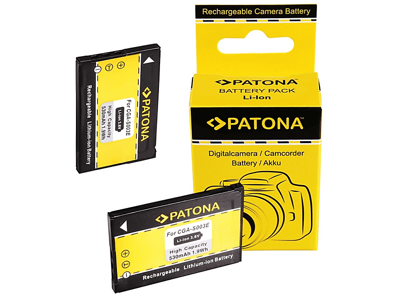 PATONA 2x Panasonic kompatibel Akku für CGA-S003E Ersatzakku, Stück 2 530mAh Li-Ion