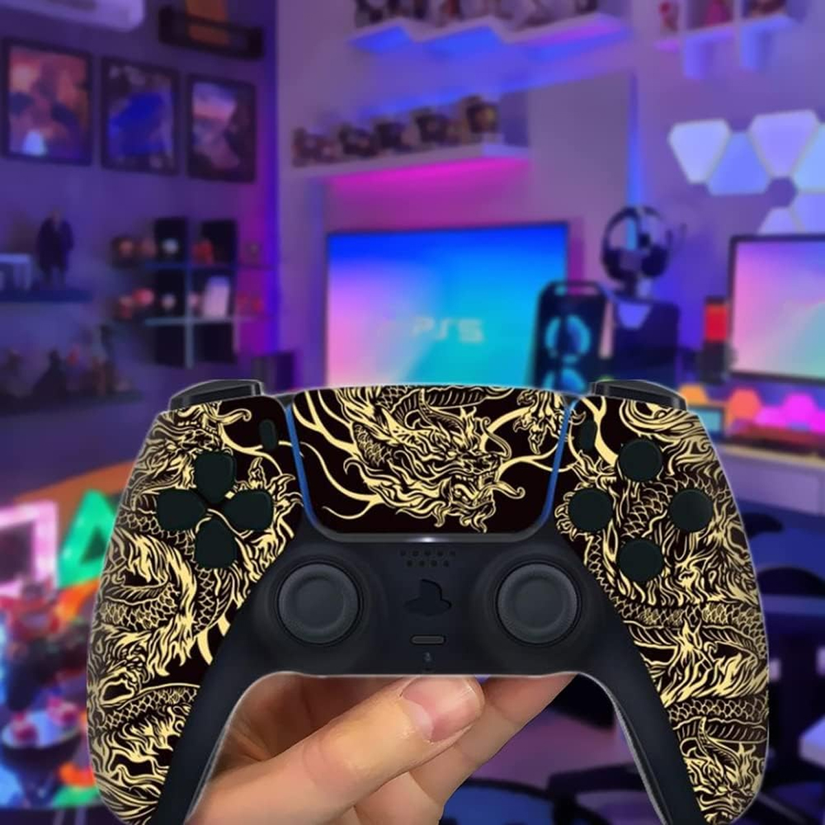 Drache für Golden Goldener Dragon wird verwendet Die PS5 Gamepad-Shell Schutzhülle, RESPIEL