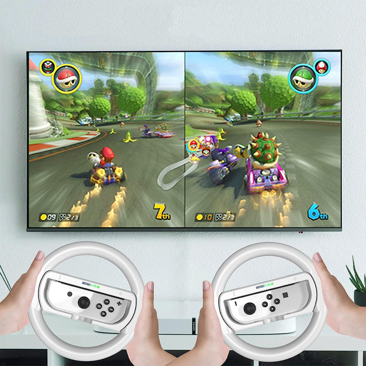 Gaming Lenkrad, Gaming TADOW Für Paar, Nintendo-Lenkradgriff,Kompatibles weiß OLED Trackpad,1 Switch