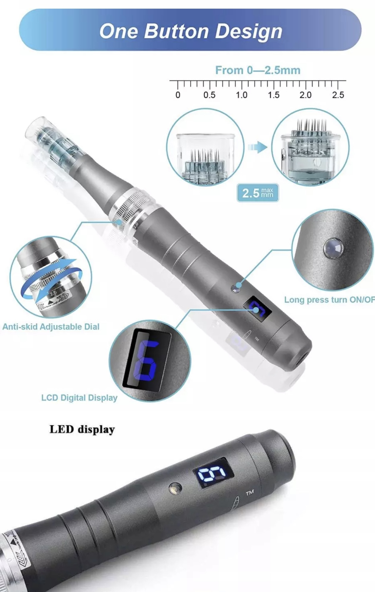 LALANOS COSMETICS Micro-Needling Pen Porenreiniger pen, needle Doktor Grau Derma