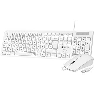 Pack Teclado + Ratón - SUBBLIM Business Slim  Silencioso, cable USB, Blanco