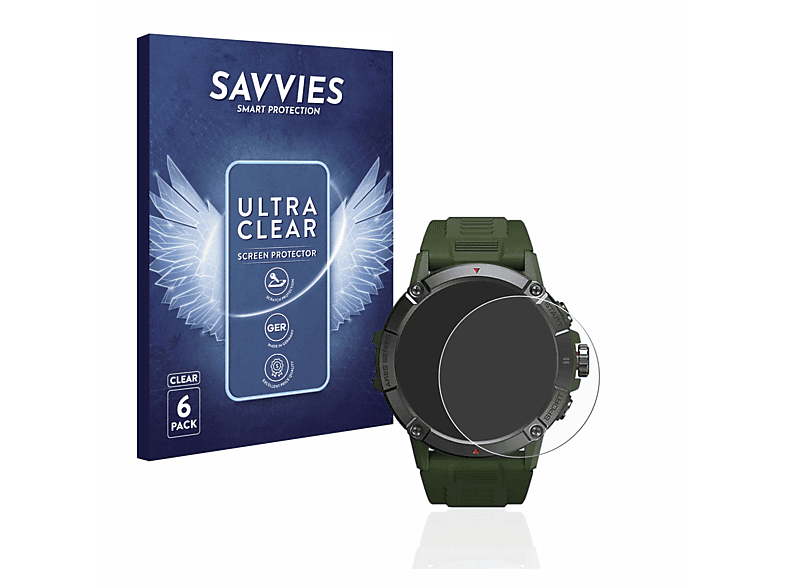 SAVVIES 6x klare Schutzfolie(für Zeblaze Ares 3) | Smartwatch Schutzfolien & Gläser