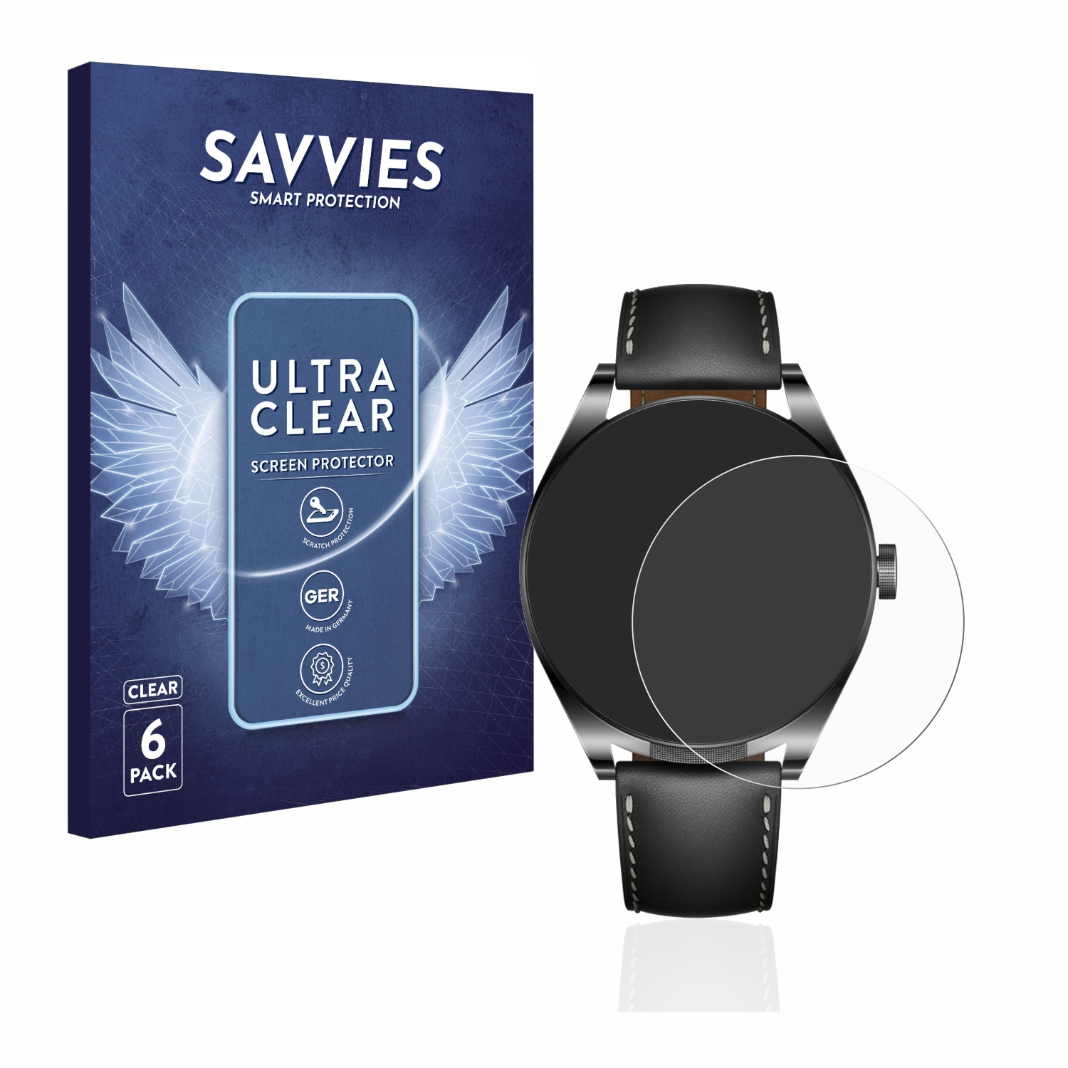 klare SAVVIES Watch 6x Huawei Buds) Schutzfolie(für