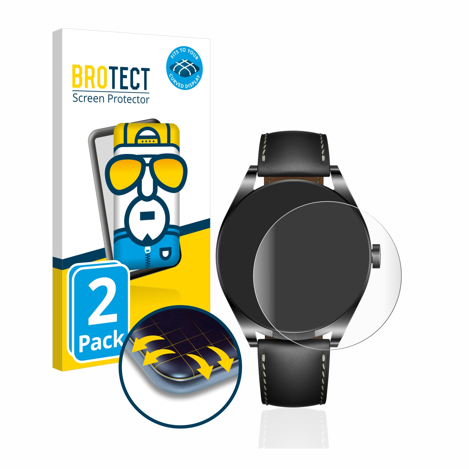 Watch BROTECT Curved 2x Buds) Schutzfolie(für Huawei Full-Cover Flex 3D