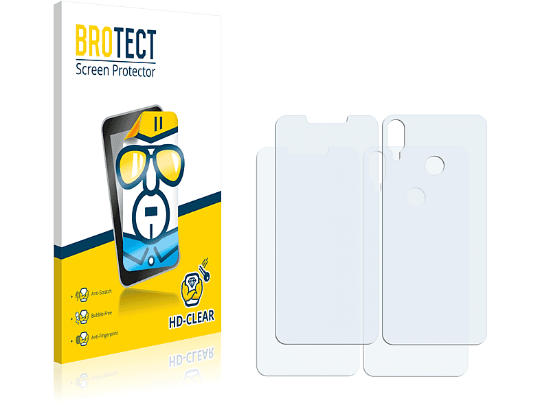 BROTECT 2x klare Schutzfolie(für Huawei P smart Plus 2018 (Display+Rückseite))