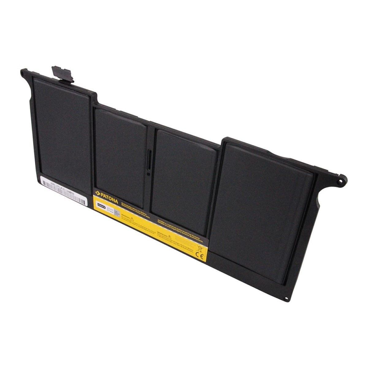 Ein schwarzer Laptop-Akku mit dem Markennamen Patona.