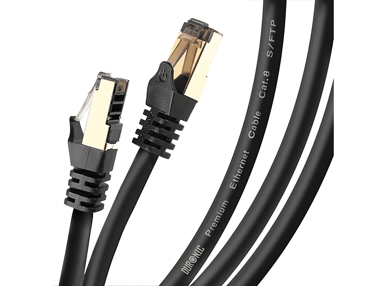 DURONIC CAT8 BK 1,5m Ethernetkabel | 5.000 MB/s | RJ45 Patchkabel | Lankabel für Router und Konsole, Netzwerkkabel, 1,5 m