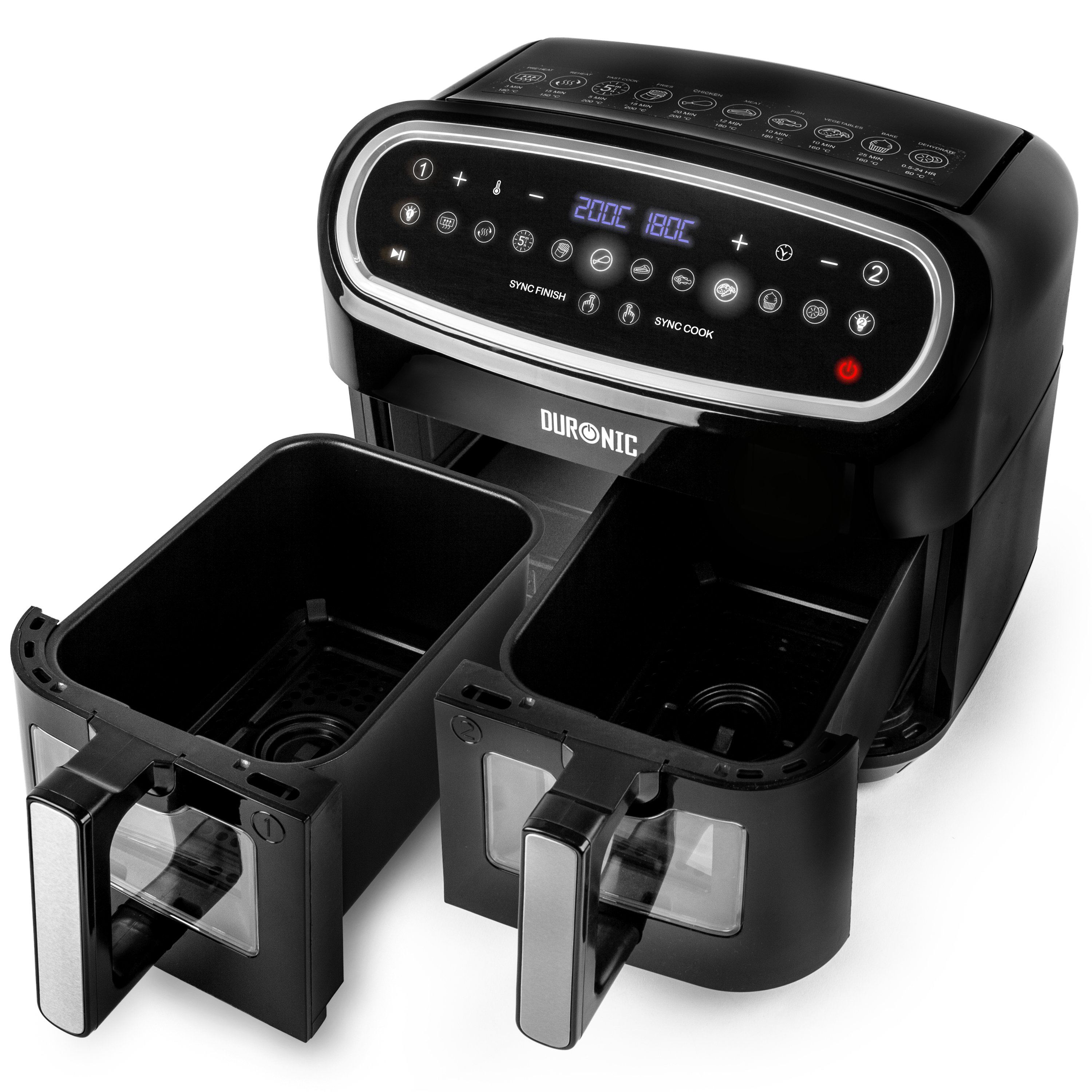 DURONIC AF24 Air Fryer | Doppel-Fritteuse Mit 2 X 4,5 L | 10 Programme ...