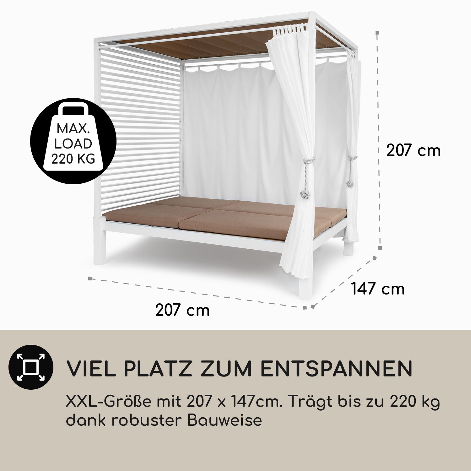 Beige Double Sonnenbett, BLUMFELDT Lux Eremitage