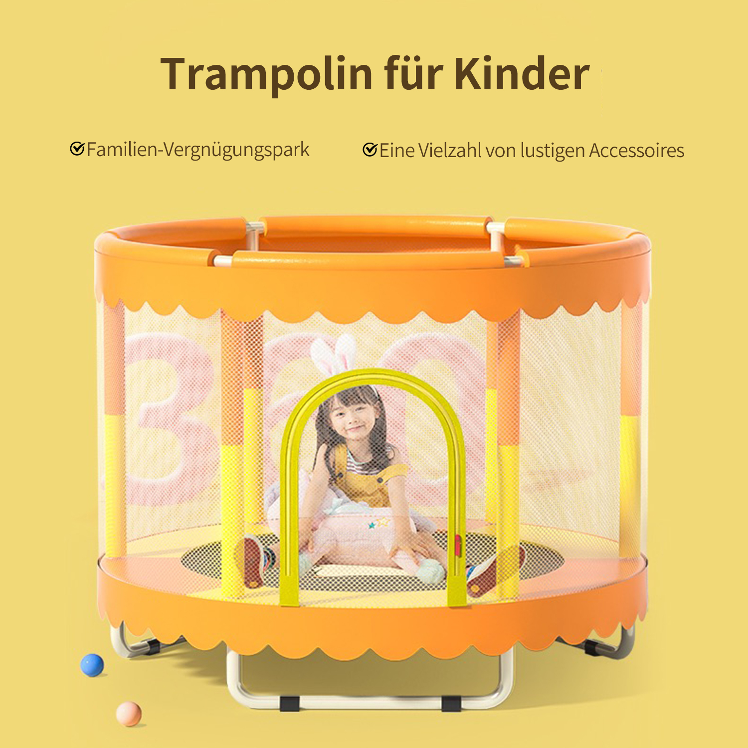 IKIDO IKIDO Fitness-Trampolin für Orange Trampolin, orange Kinder