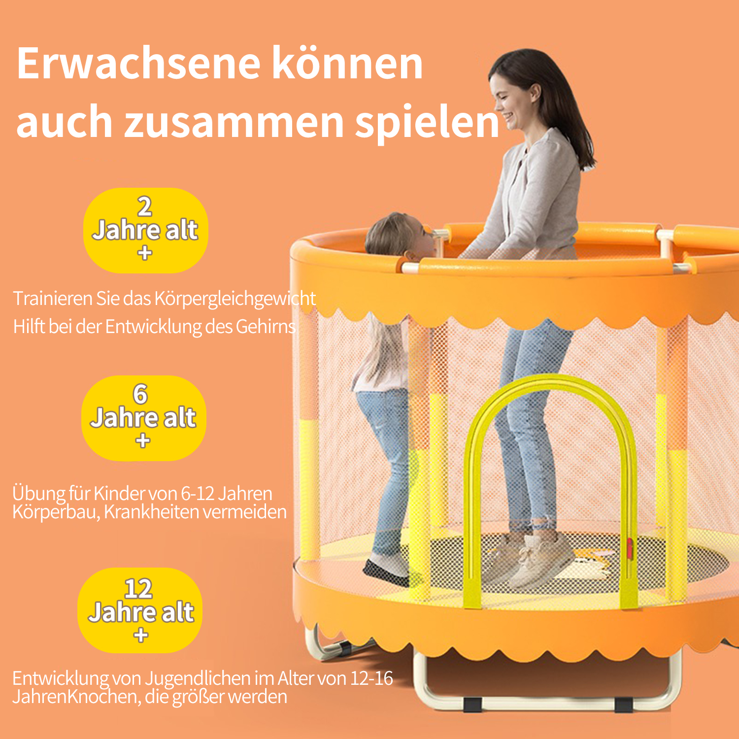 IKIDO IKIDO Fitness-Trampolin für Orange Trampolin, orange Kinder