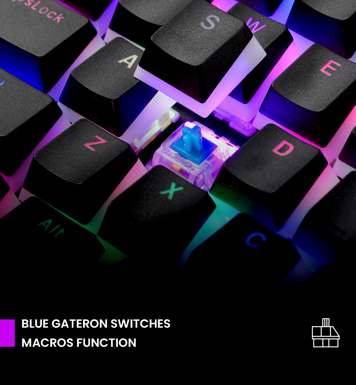 PREYON Blue Tastatur Claw Blitz Blue, Gateron