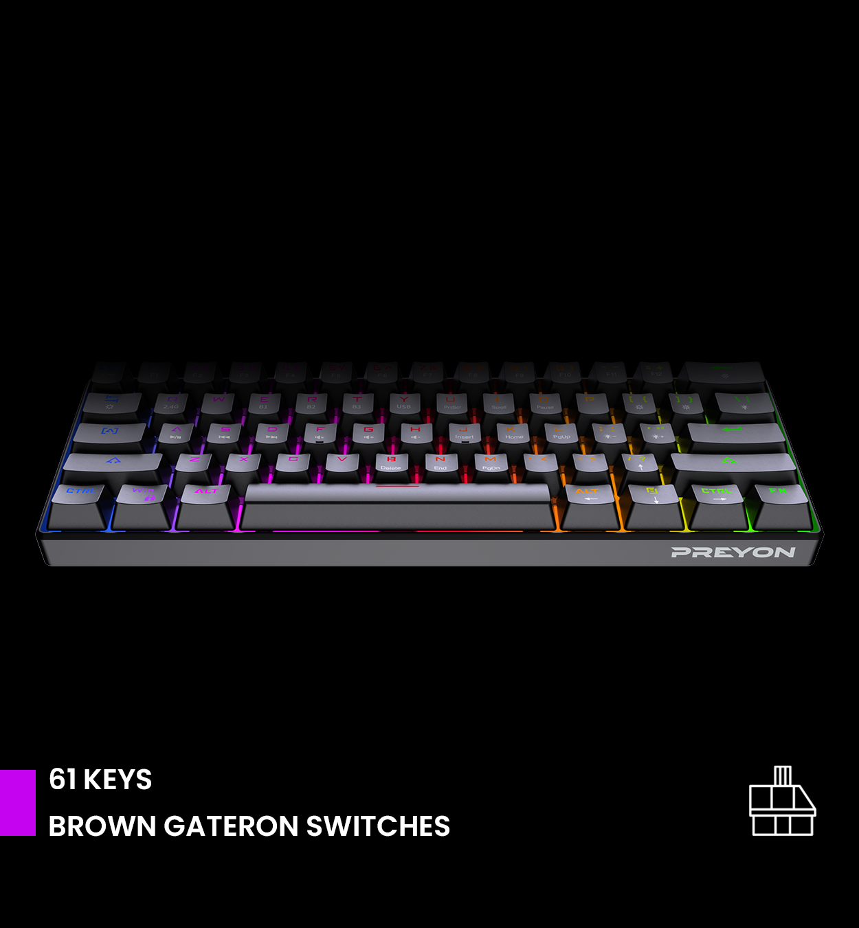PREYON Brown All Claw Gateron Tastatur Swap, Brown Hot
