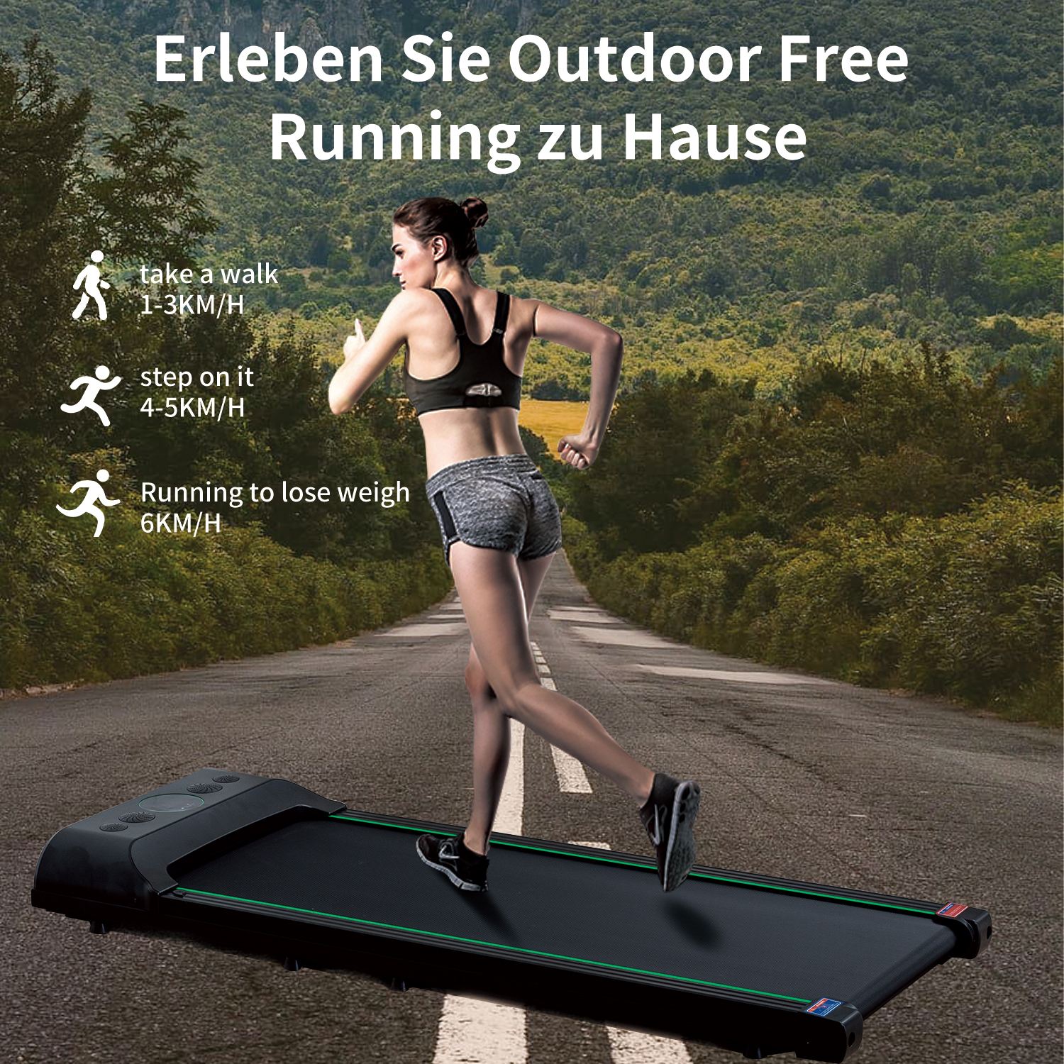 Laufband, Walking FOXSPORT Pad Fitness Schwarz FSZ1-401