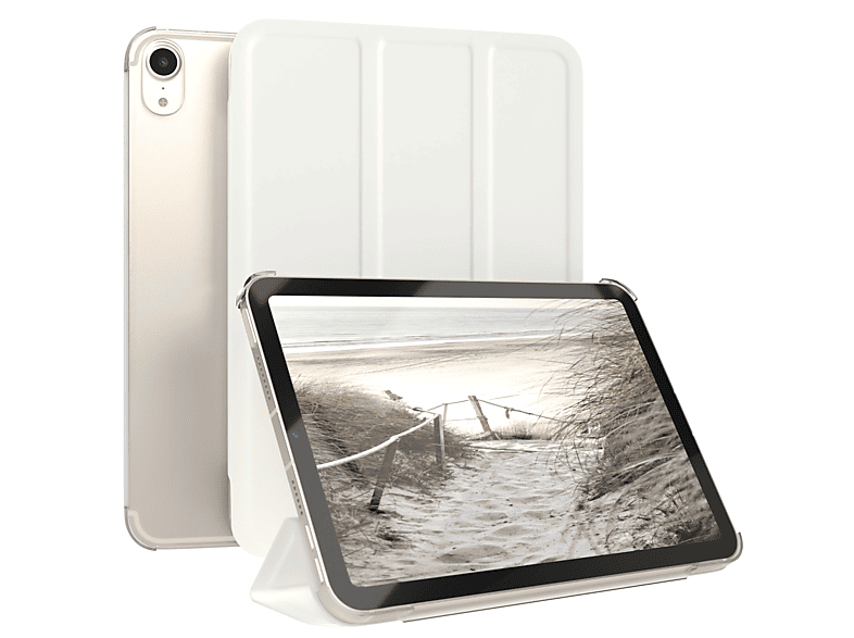 EAZY CASE Smart Case für Apple iPad Mini 6. Generation 2021 Tablethülle Bookcover für Apple Kunstleder, Weiß