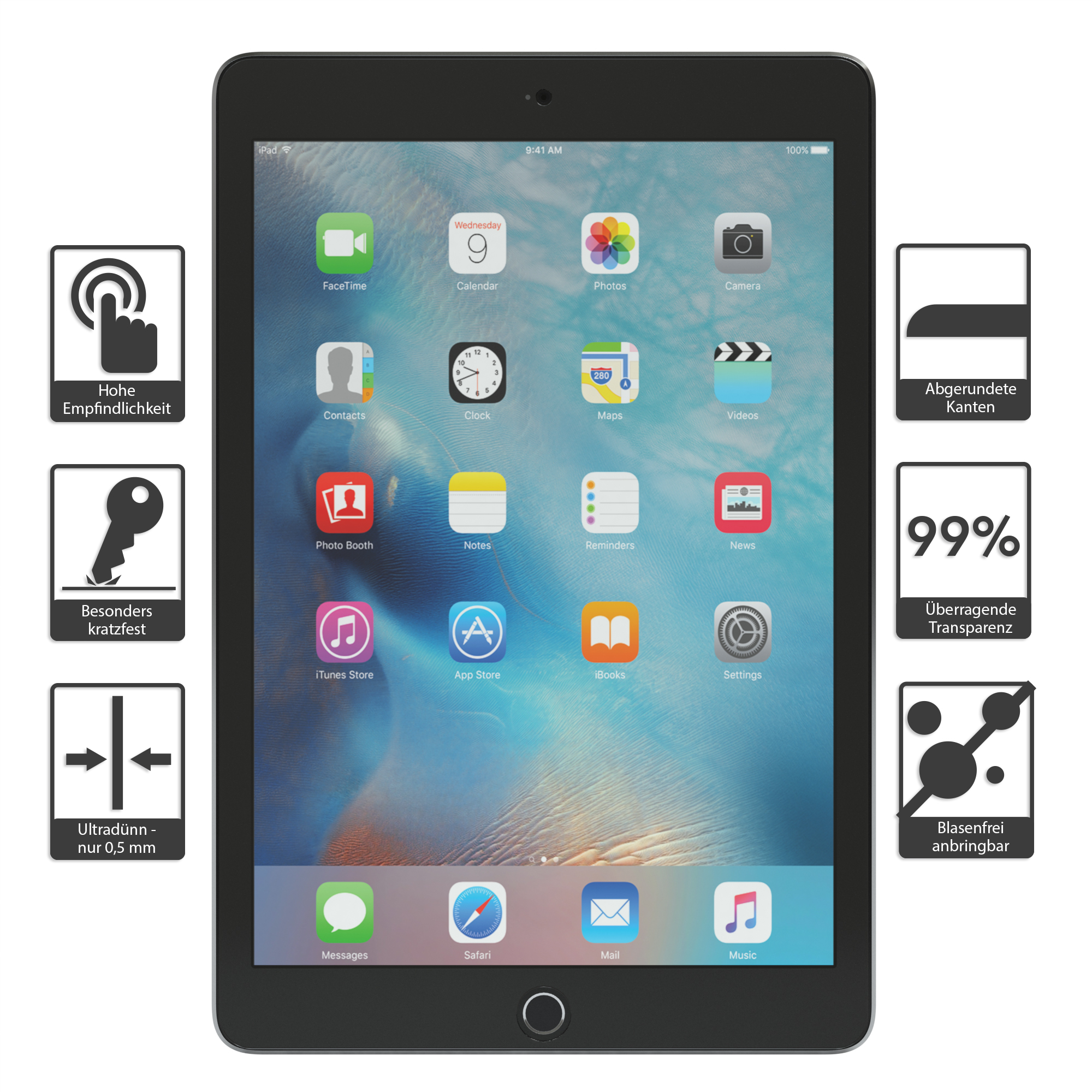 Mini EAZY CASE iPad Display Schutzfolie Glasfolie 4) für Apple Displayschutzglas(für