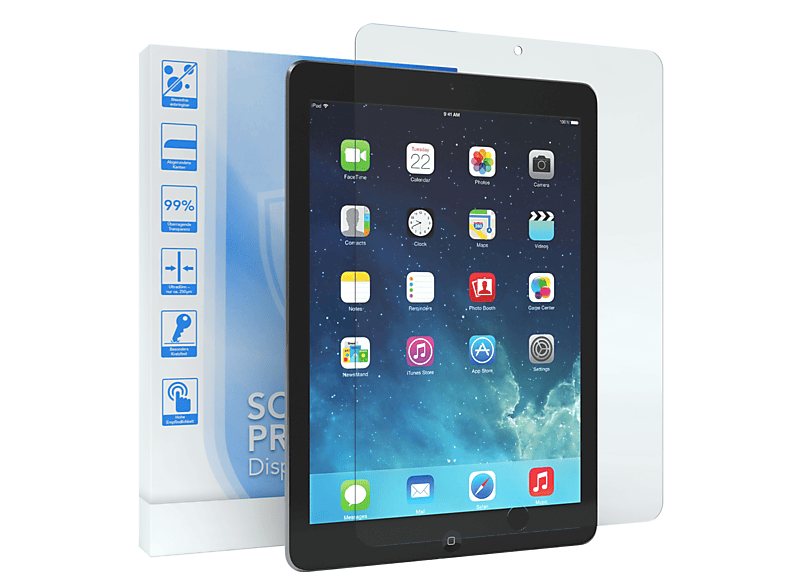 Glasfolie für Schutzfolie EAZY iPad Displayschutzglas(für Air) Apple Display CASE