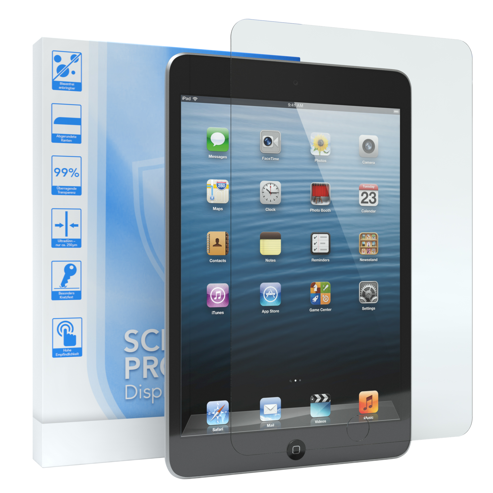 Mini für 3) Schutzfolie Apple EAZY CASE Display / 1 2 / Glasfolie Displayschutzglas(für iPad
