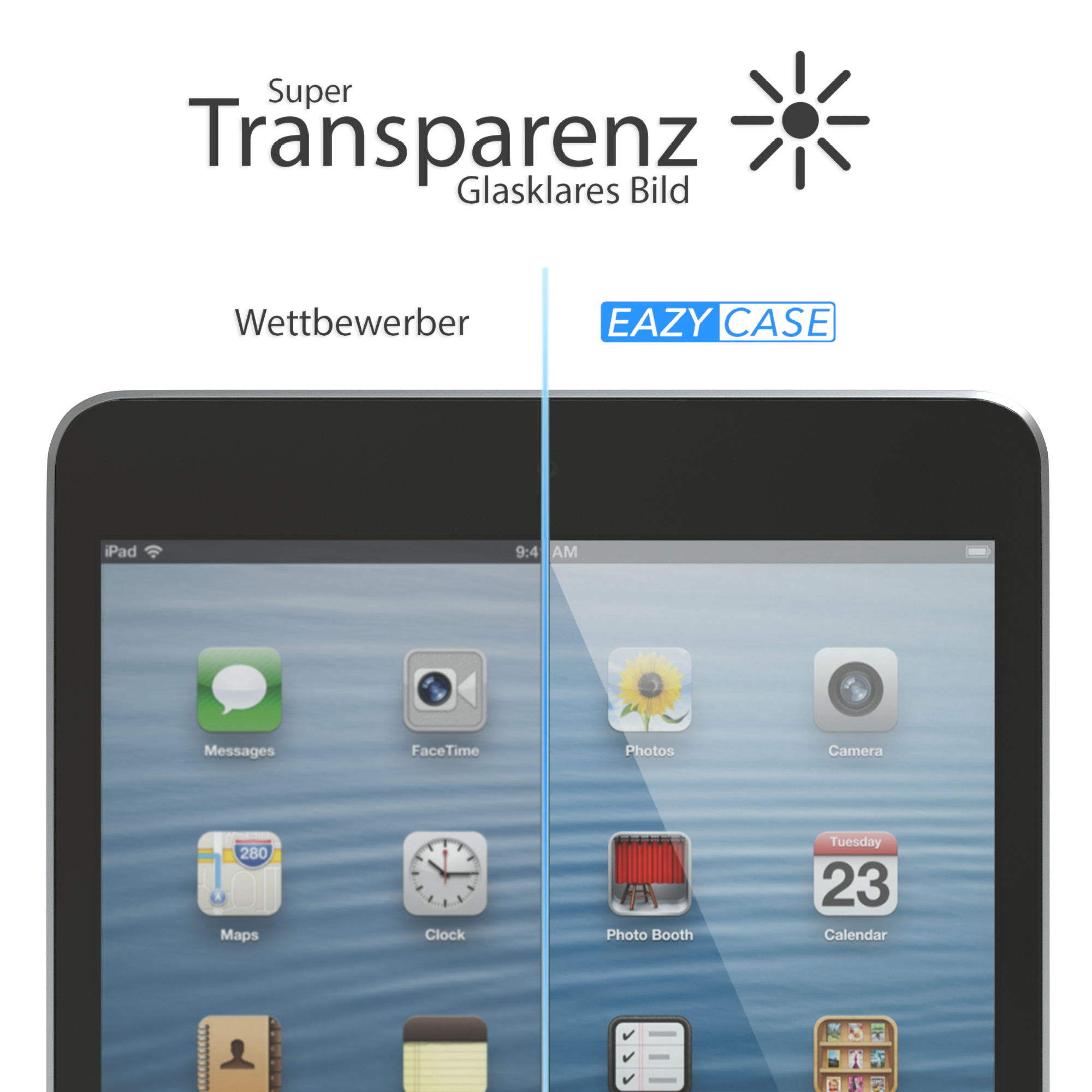 EAZY CASE / für / Display Glasfolie iPad Apple Schutzfolie 1 Mini 3) 2 Displayschutzglas(für