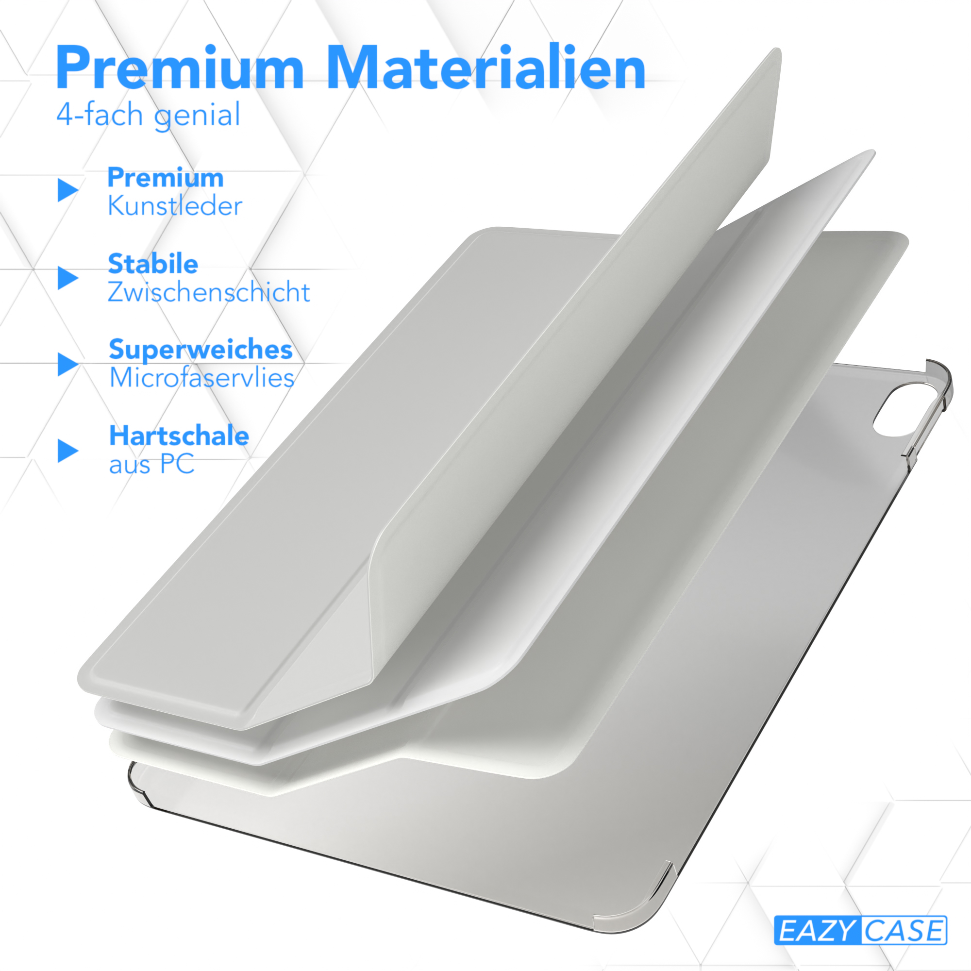 Tablet-Hüllen-Schichten: Premium-Leder, stabile Schicht, Mikrofaser, Hartschale.