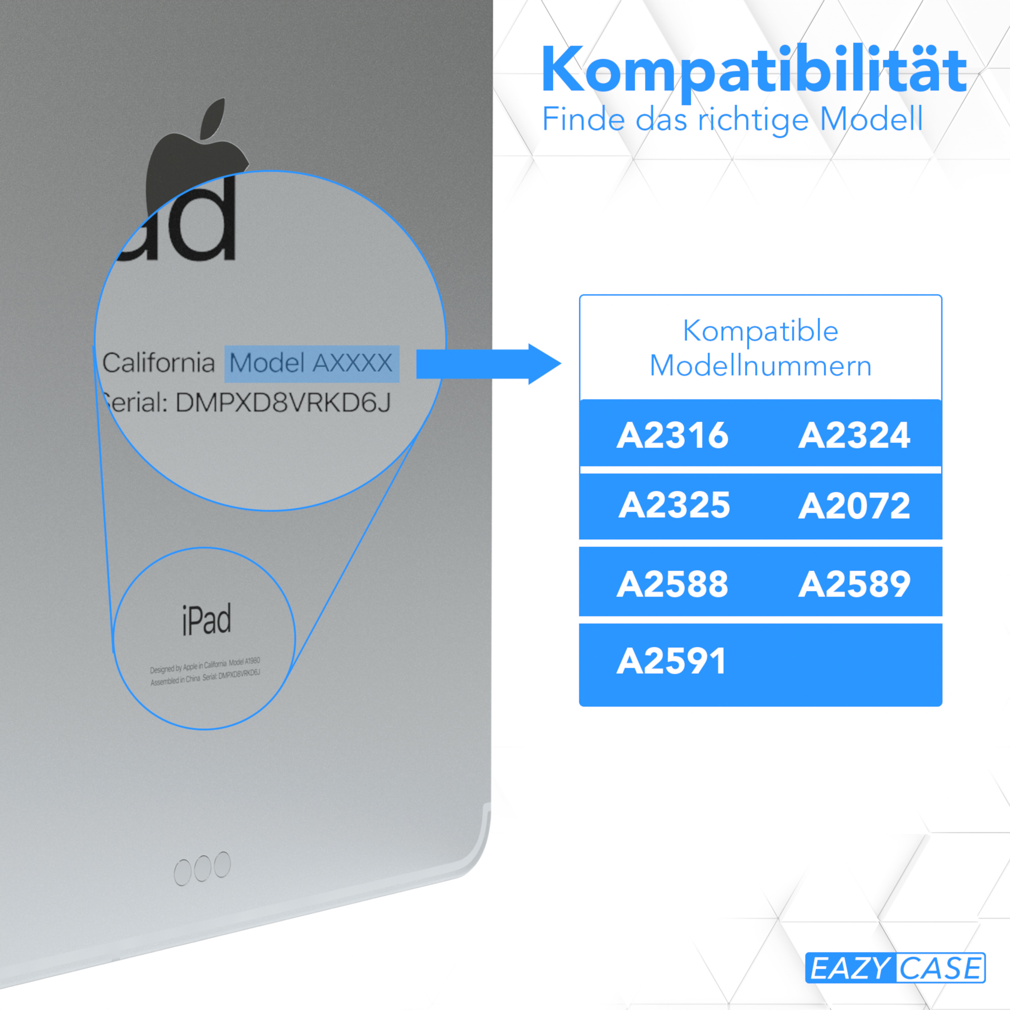 iPad Hellgrau Apple Case Kunstleder, Bookcover für 5 2020 Air Apple Air CASE 4 Tablethülle für EAZY Smart / 2022