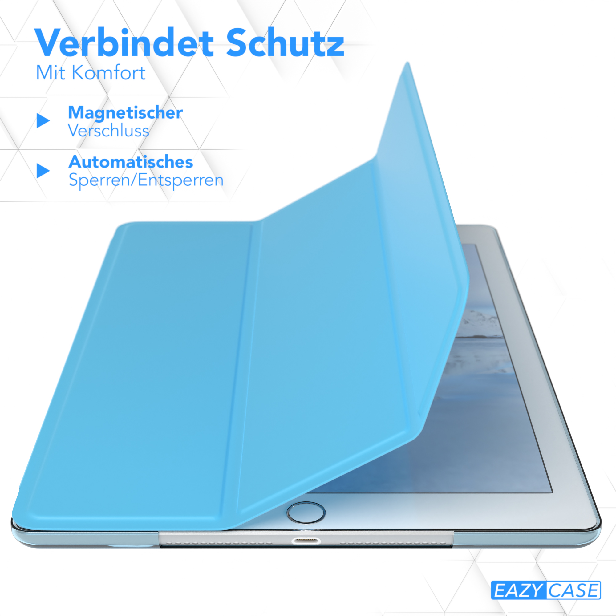 Apple Smart Tablethülle EAZY iPad Generation Bookcover 2 & Case Kunstleder, Hellblau für 5./6. Air für 1/Air CASE