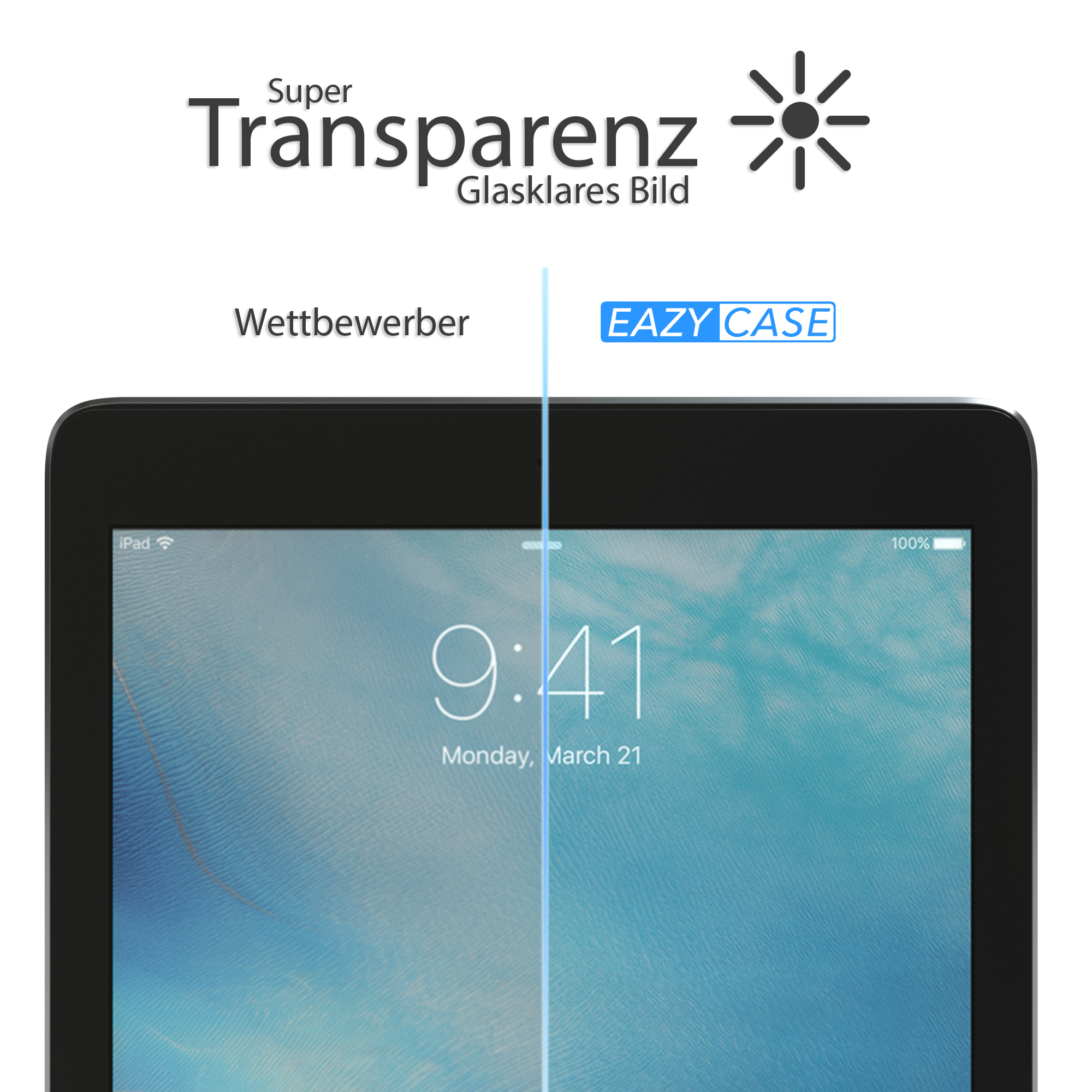 EAZY CASE Schutzfolie Display für Pro Displayschutzglas(für iPad 9,7\