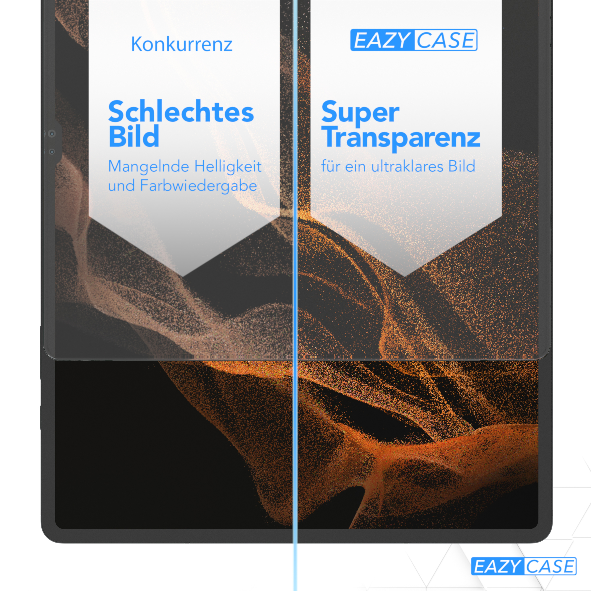 EAZY CASE Schutzfolie für Display Glasfolie Displayschutzglas(für S8 Tab Galaxy Ultra) Samsung